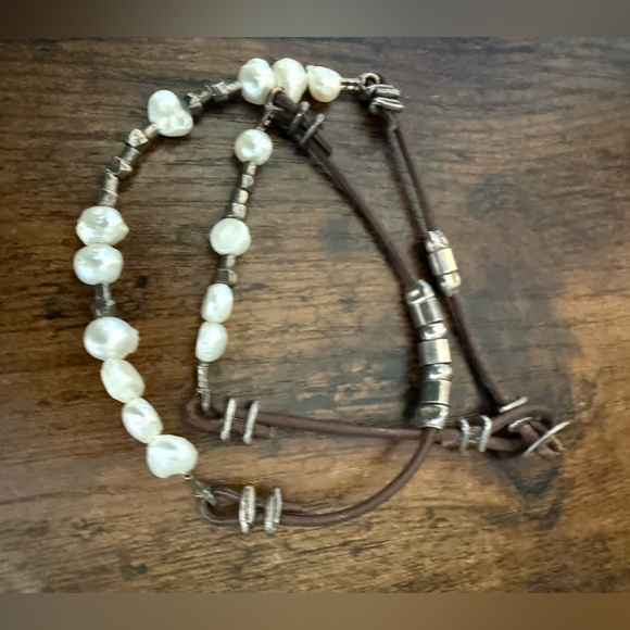 Silpada Freshwater Pearl, Sterling Silver & Braided Leather Necklace & Bracelet - Picture 4 of 16
